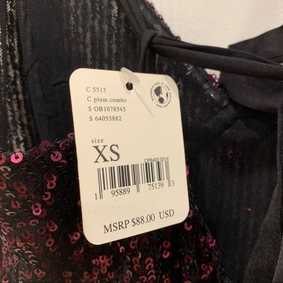 Free People Maroon Plum Gold Rush Sequin Mini Strappy Back Slip Dress - Picture 6 of 6